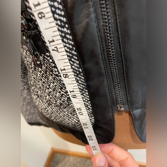 Miss London black and white blazer with leather accents - Picture 3 of 7